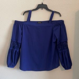 Off the shoulder navy shirt